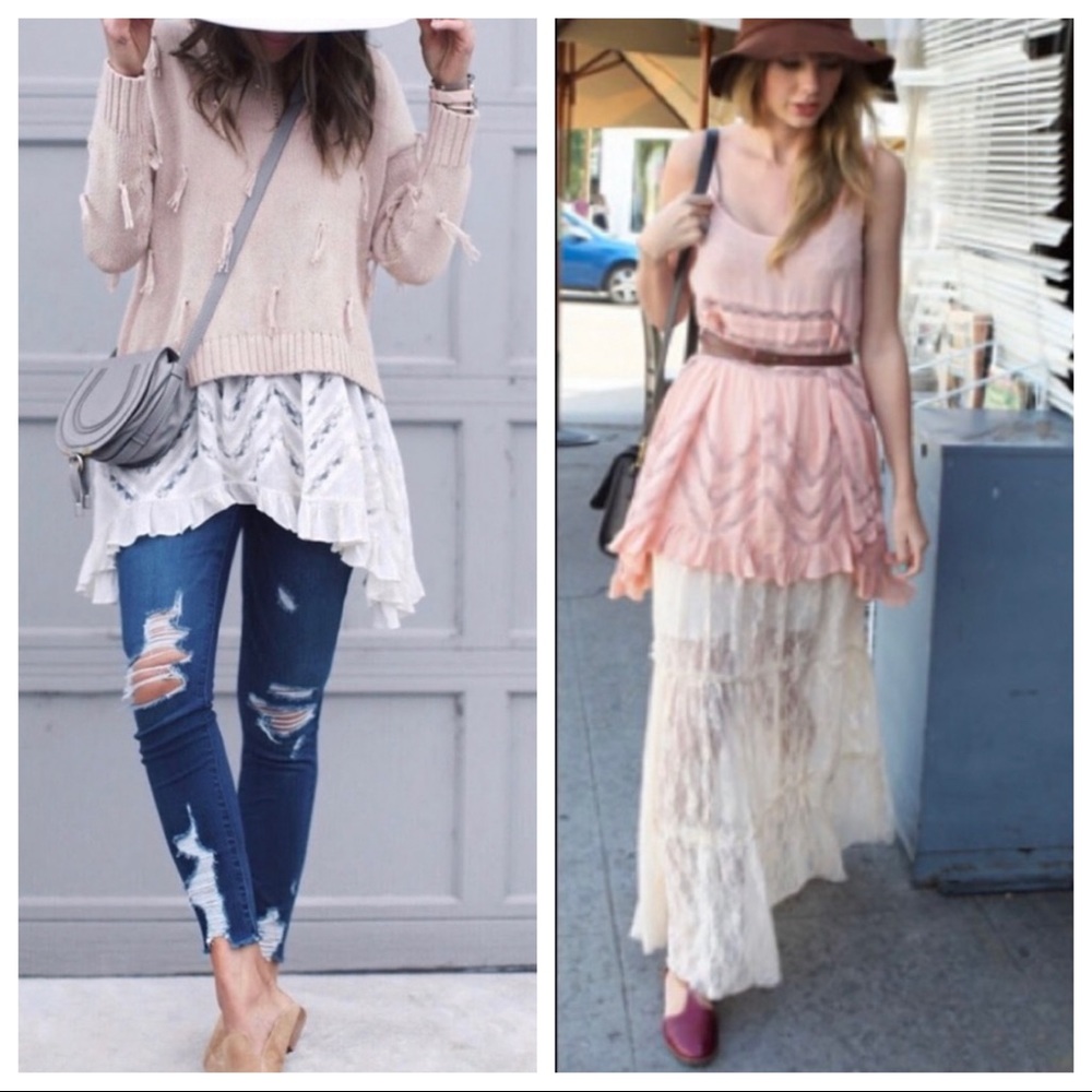 FREE PEOPLE voile TRAPEZE DRESS slip Floral tunic print women’s XS LACE romantic - Picture 5 of 13